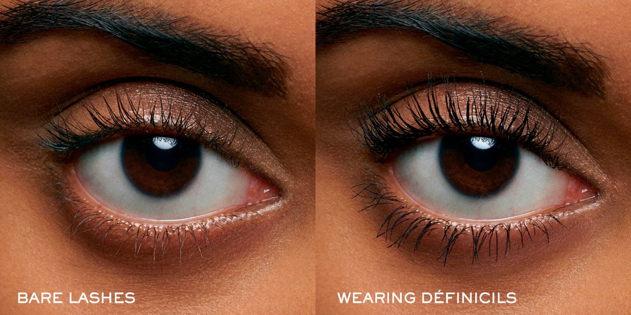 Définicils High-Definition Mascara before and after on eyelashes for comparison
